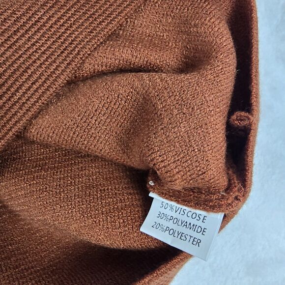 BTFBM Ribbed Mock Neck Long Sleeve Women’s Top Small Brown Casual Pullover - Picture 6 of 12